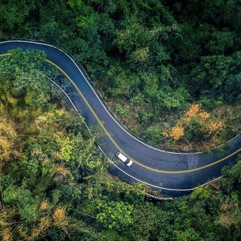 Car on winding road